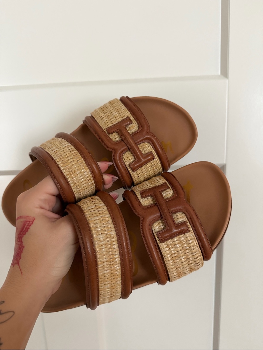 Brown Woven Double-Strap Women’s Slide Sandals Sam Edelman Size 7
